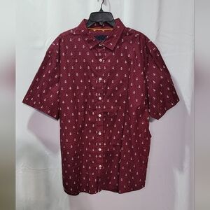 Gentlemen's Outfitters Men's Red Polka Dot Anchor Print SS Dress Shirt Size 2X